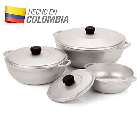 3 Pieces Colombian Cast Aluminum Caldero or Dutch Oven Set with Lid