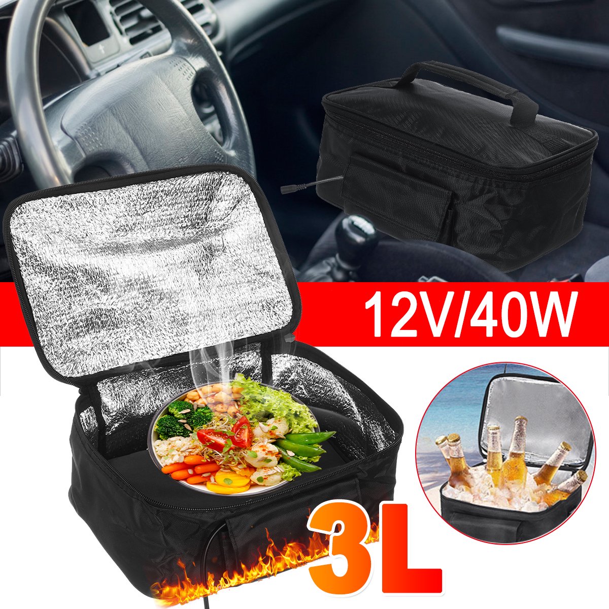 Portable Oven, 12V Car Food Warmer Portable Personal Mini Oven Electric Heated Lunch