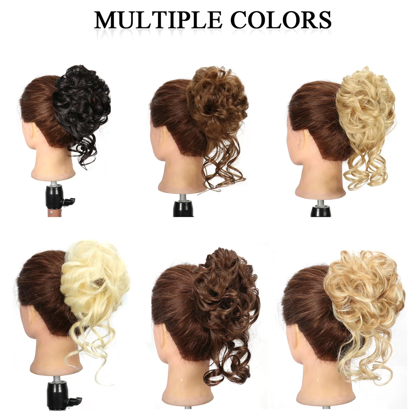 Women Nature Black Hair Buns, Curly Wavy Ponytail...