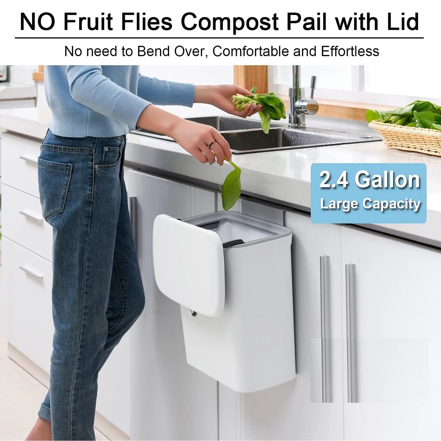 NEW SELLING! Hanging Trash Can for Kitchen Cabinet Door with Lid