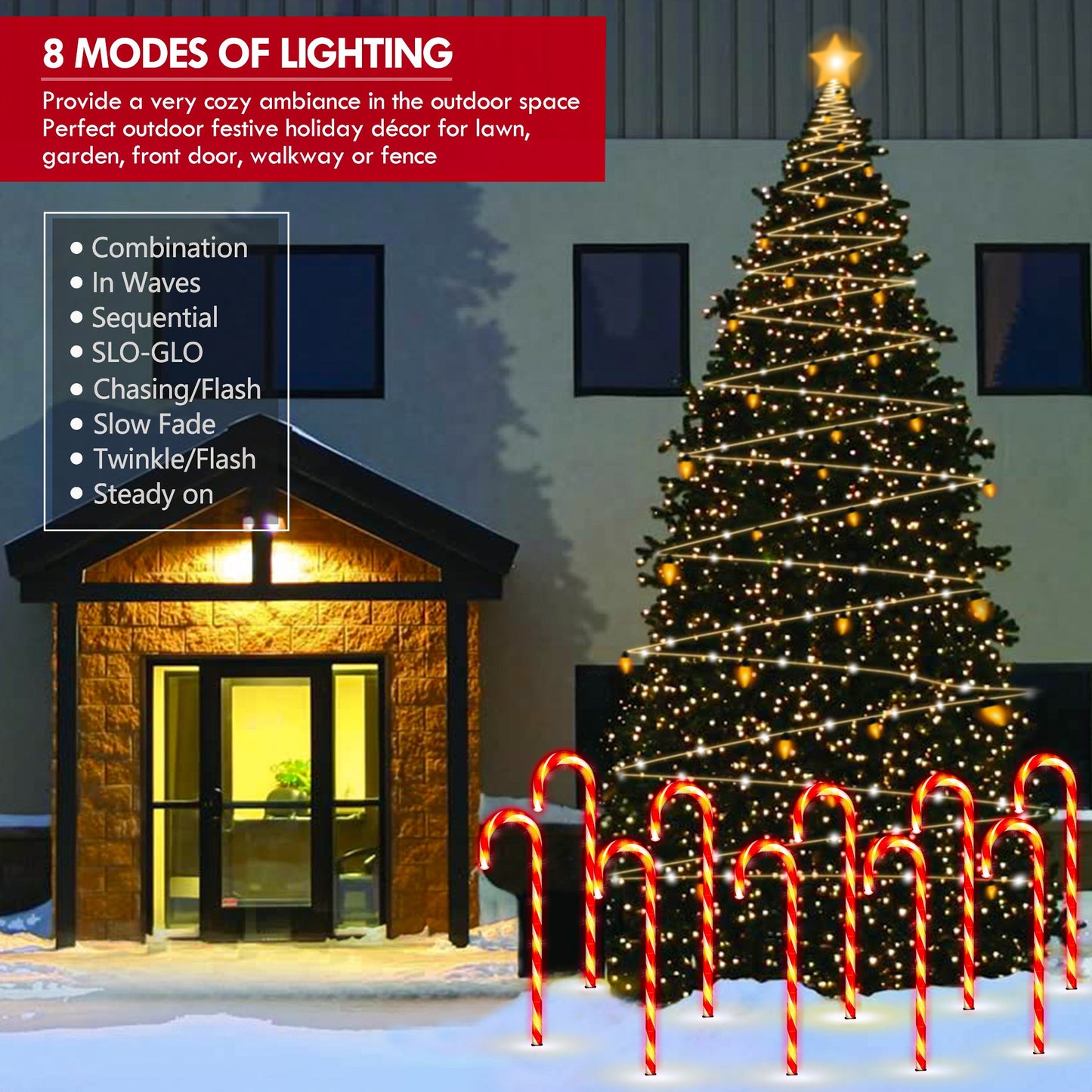 Christmas Candy Cane Lights 21in 10 Pack 8 Lighting Modes.. 