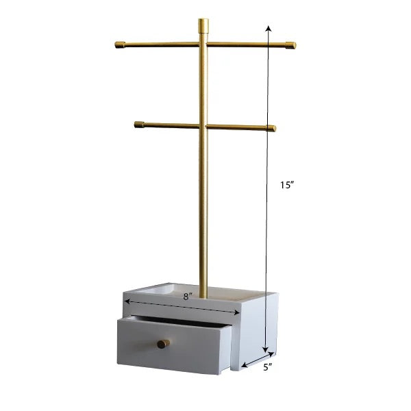 Katie Wood Two Tiered T-Bar Jewelry Stand, White