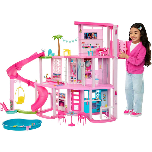 Barbie Dreamhouse, 75+ Pieces, Pool Party Doll House with 3 Story Slide