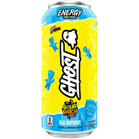 GHOST® ENERGY Zero Sugars Energy Drink, SOUR PATCH KIDS® Blue Raspberry, 16 fl oz Can