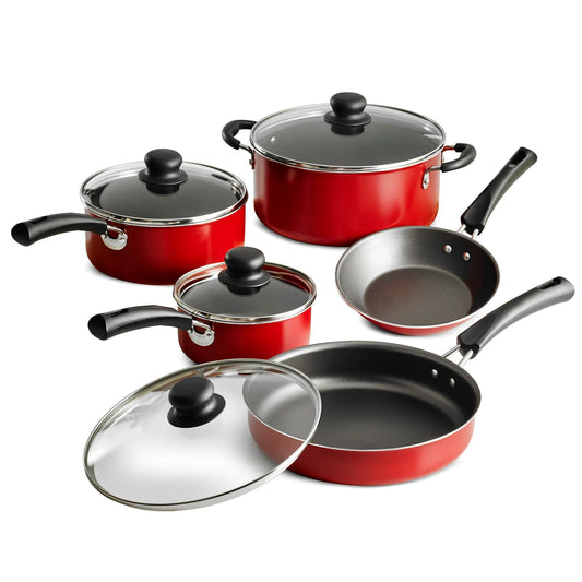 Non-stick Cookware Set, Red 9-Piece