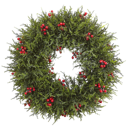 Cedar Berry Plastic Wreath (Assorted Colors)