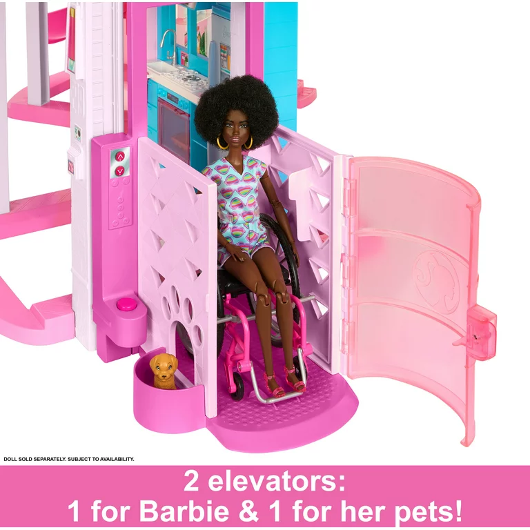 Barbie Dreamhouse, 75+ Pieces, Pool Party Doll House with 3 Story Slide